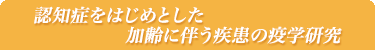 認知症をはじめとした加齢に伴う疾患の疫学研究